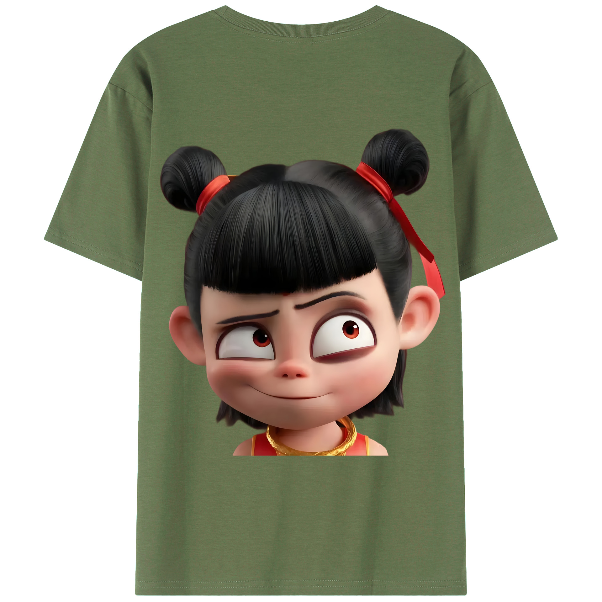 （画像用） Ne Zha 2 ナタ 魔童の大暴れ 綿100％ メンズ半袖Tシャツ（バックプリント） 通気性
